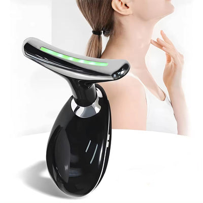 Ergonomic Neck Face Massager in white, showcasing its dolphin-tail design.