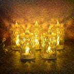 Set of 5 LED crystal effect flameless candles glowing warmly