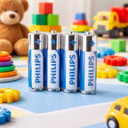 Pack of 4 ultra alkaline AAA batteries for household electronics and devices