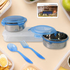 Konvex insulated lunch box set with two containers, an insulated fabric bag, and a spoon-fork set, ready for daily use.