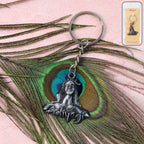Front view of antique finish Lord Shiva metal keychain