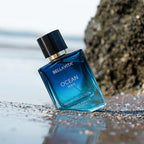 Elegant bottle of men's ocean fragrance perfume