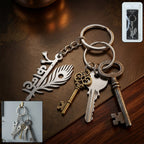 Metal Kanha Krishna keychain with peacock feather detail