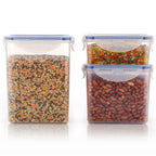 Empty stackable airtight food storage containers ready for use.
