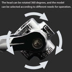 Universal wrench with an adjustable swivel head, perfect for quick repairs.