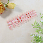 Elegant nude glossy artificial nail tips laid out in set