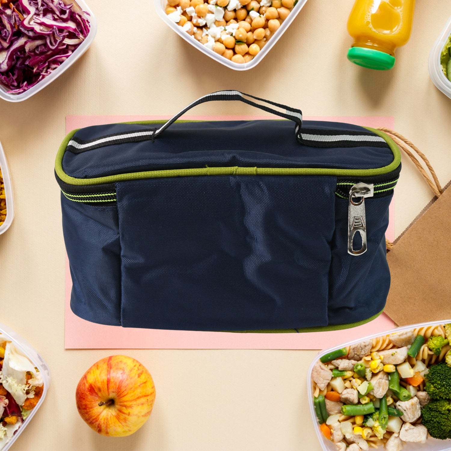 Ergonomic insulated lunch bag from Konvex, designed for easy portability of the leak-proof tiffin box containers.