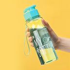 Clear BPA-free plastic sports water bottle designed for gym and travel use