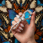 Elegant butterfly hair barrette accessory in metal with crystals