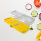 Multipurpose slicer showing ergonomic design and safety hand guard