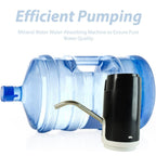 Close-up of water dispenser pump's stainless metal spout and one-touch button
