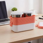 Open view of electric heated lunch box with compartments
