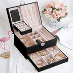 Detail of the Jewellery Organizer Box with necklace hooks and elastic pocket.