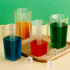 Unbreakable Transparent Square Design Wine Tumbler Plastic Glass 300 ML 6 Pc
