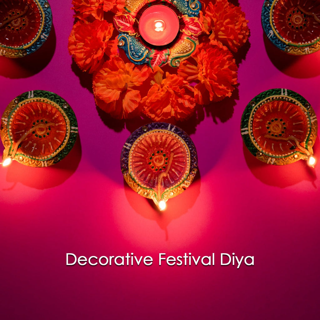 Beautiful leaf-patterned hand-painted clay diya, adding a natural touch to your decor.