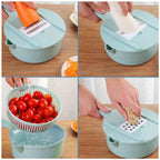 Multi-function slicer with ergonomic handle for safe cutting of vegetables