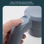 Close-up of the automatic electric garden sprayer's nozzle and USB charging port.
