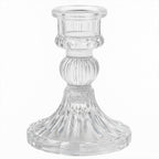 Transparent glass candle holder enhancing home decor ambiance