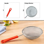 Round fine mesh kitchen strainer with comfortable handle
