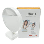 The LED Mirror Photo Frame showcasing its polymer frame material and white color.