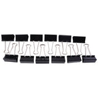 Multiple black binder clips for organizing files