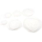 Stretchable silicone lids covering food bowls to keep fresh