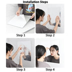 Multiple oval self-adhesive mirror stickers creating a unique wall decoration.