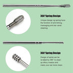 Ergonomic stainless steel ear cleaning kit tools for controlled handling