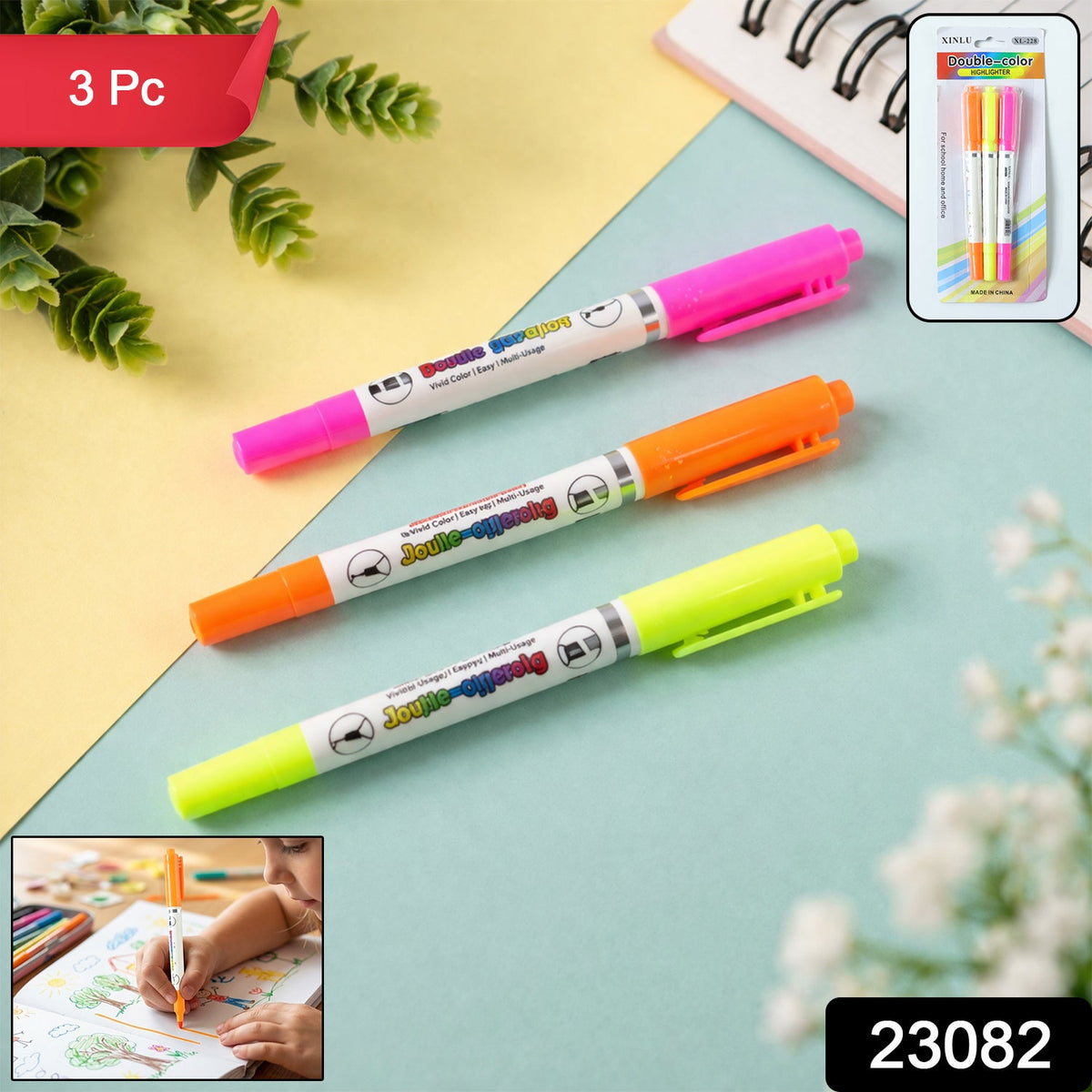 double color highlighter pens in bright neon shades