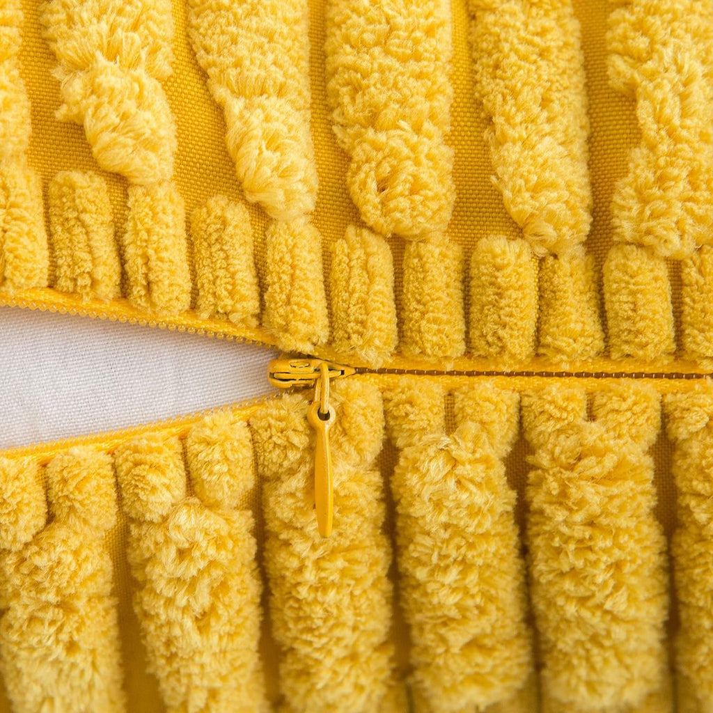 Detailed shot of a 16x16 inch square corduroy throw pillow cover with a subtle striped pattern.