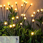 Flexible wired solar garden ball lights arranged for decoration