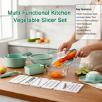Close up image of multi-functional kitchen vegetable slicer and chopper