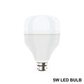 Bright 5W LED bulb emitting cool white light, showcasing its energy efficiency.