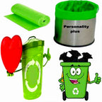 Pack of green biodegradable garbage bags (19x21 inches) for kitchen or office bins.
