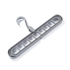The durable plastic hanger demonstrating its 360-degree rotating hook for versatile use.