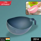 Thick plastic food strainer basket in white, ideal for vegetables and fruits.