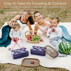 Leak-Proof Airtight Lunch Box with Spoon, 2 Compartments