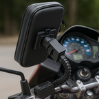 Components of the universal bike phone holder, including the case and handlebar clamp.
