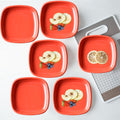 Set of 6 square microwave safe quarter plates, ideal for daily use.