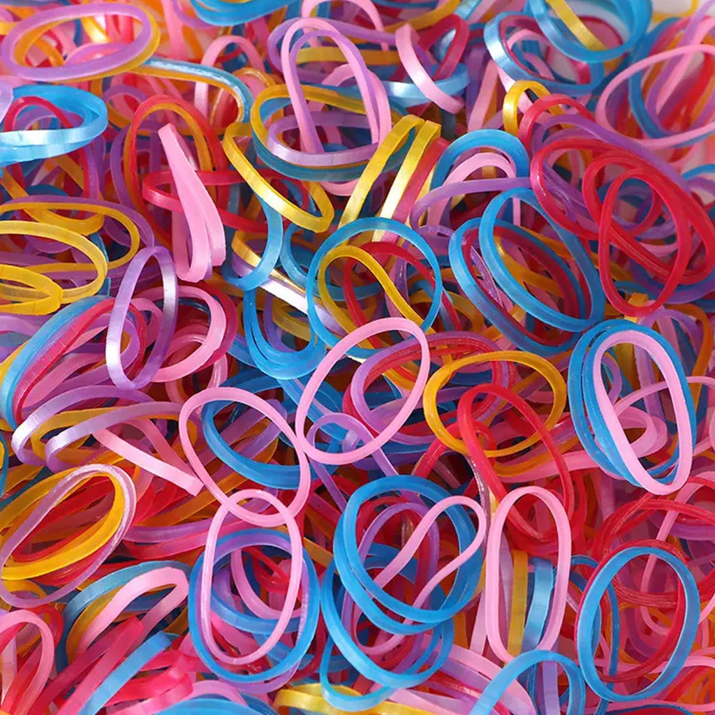 Reusable rubber bands shown stretching, highlighting their flexibility and durability.