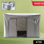 Close-up of storage box showing moisture-proof fabric and clear window