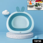 Collapsible basin showing its foldable design and bunny ear handle