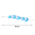 Hanging loofah sponges in a pack of 6, promoting healthy skin.