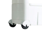 Close-up of the durable plastic construction and smooth finish of the slim storage unit.