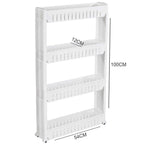 Close-up of the durable plastic construction of the 4-layer storage trolley.