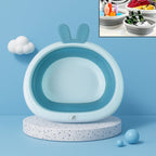 Foldable collapsible basin with bunny ear handle in soft flexible plastic