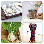VoltDesk rubber bands demonstrating various uses for home and office organization.