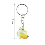 Banana shape keychain in cute cartoon design with strong metal key ring