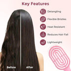 Person using pink curly vented hair brush for styling hair