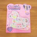 Children's creative beadwork kit including alphabet and flower beads with string
